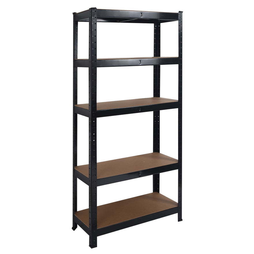 Heavy Duty 150cm High Steel & MDF 5 Tier Racking Shelf in Black