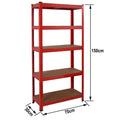 Heavy Duty Steel & MDF 5 Tier Racking Shelf in Red -