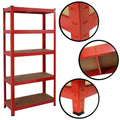 Heavy Duty Steel & MDF 5 Tier Racking Shelf in Red -