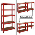 Heavy Duty Steel & MDF 5 Tier Racking Shelf in Red -