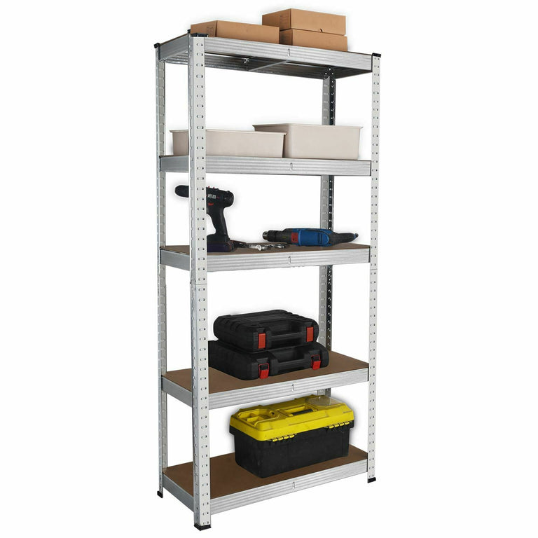 Heavy Duty Steel & MDF 150cm High 5 Tier Galvanized Racking Shelf
