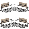 Set of 2 Self Adhesive Corner Storage Shelves in Black -