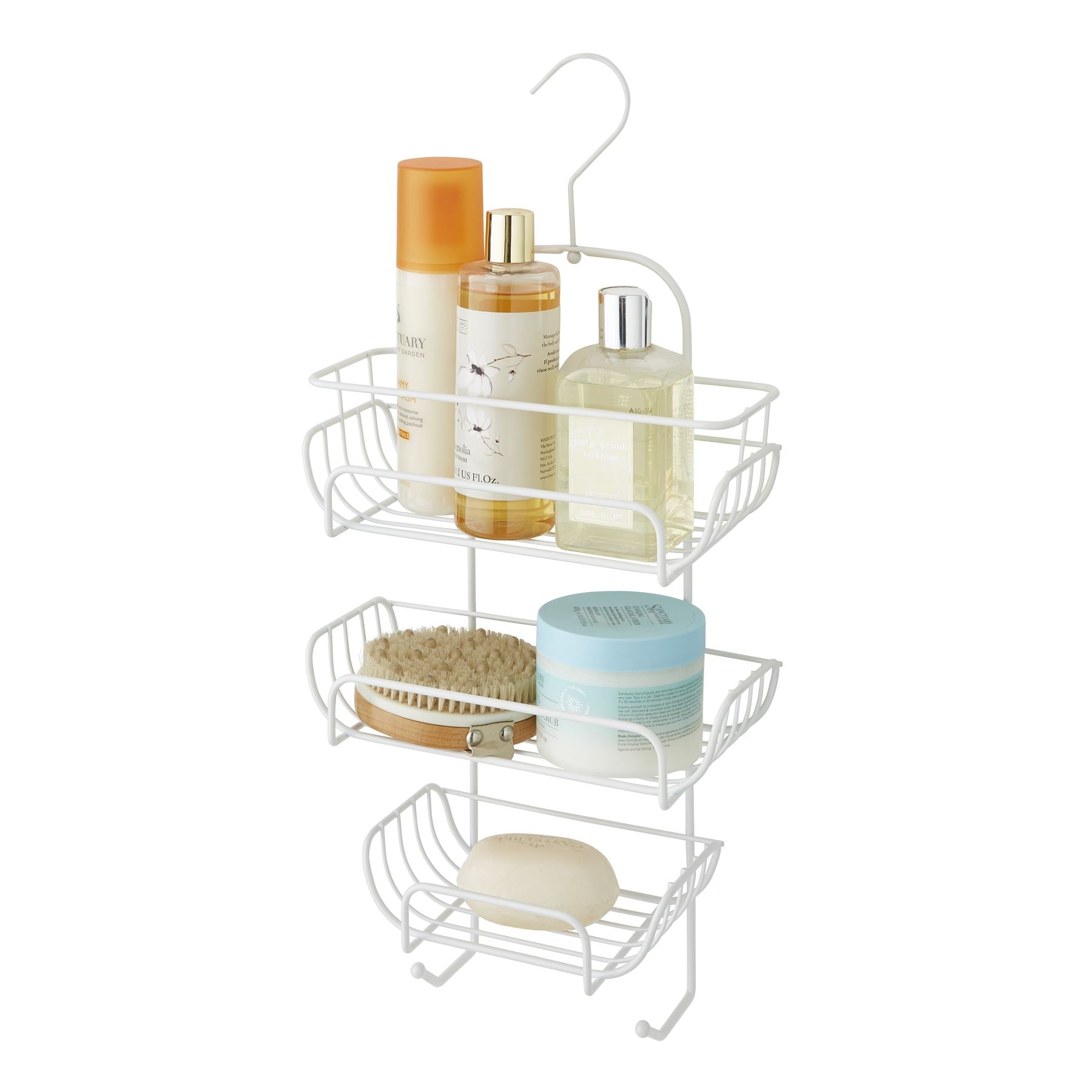 at Home Iron 3-Tray Satin Nickel Shower Caddy with Powder Coating